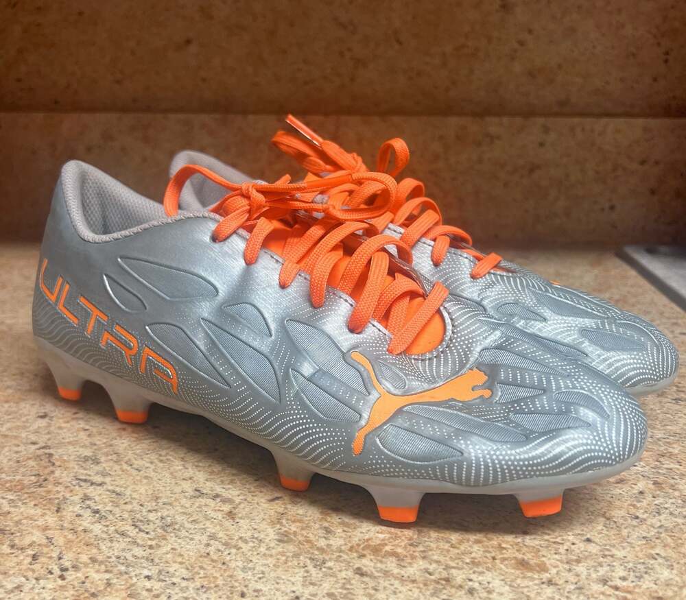 Puma Ultra 4.4 FG/AG Firm Ground Soccer Cleats - Diamond Silver/Neon Citrus